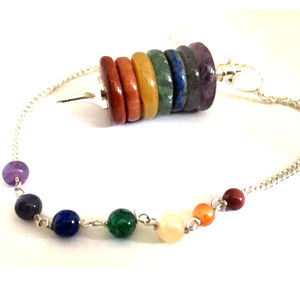 Reiki Healing 7 Chakra Donut Péndulo con piedras preciosas Chakra Beads Péndulo pulido para el amor Manifestación Espacio espiritual Decoración - Product Image 1