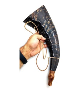 แตรทำจากผงควายน้ำสำหรับงานหัตถกรรมแตรสีธรรมชาติแตรจริงสำหรับเข็มขัดหนังพร้อมฝาไม้ - Product Image 1