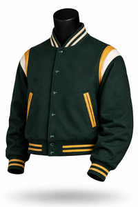 Blouson de baseball tendance pour homme, brodé de lettres, printemps-automne, vert et jaune, style universitaire, personnalisable - Product Image 6