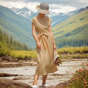 Robe longue en georgette cousue pour femmes, style d'été exclusif, tenue de fête occasionnelle, taille naturelle, fabriquée en Inde - Product Image 5