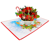 Undangan Pernikahan Kartu Pop-up Desain Bunga Poinsettia 3D Mewah Buatan Tangan Gaya Surat Seni Kertas Buatan Tangan Viet-craft 130x180mm