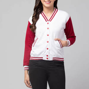 Chaqueta Letterman de Forro Polar Ligero de Alta Calidad, Transpirable, Sostenible, Teñida en Color Liso, para Mujer, Tallas Grandes, Larga, Venta al por Mayor - Product Image 4