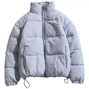 Solid Color Unisex Puffer Stand Collar Bubble Jacket Winter Essential Multi-Pack Casual Warmth Loose Fit <b>Fashionable</b> Style Men - Product Image 6