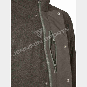 Veste de chasse d'hiver unisexe 100% laine, épaisse, pour l'extérieur, avec plusieurs poches, respirante, fermeture éclair - Product Image 3