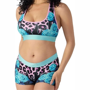Custom <b>Women's</b> Two Piece Yoga Sets High Waist <b>Shorts</b> Sports Bra Breathable Fitness Activewears Personalized Logo Hot Sublimation - Product Image 1