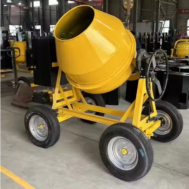 Factory Direct Mini Portable Diesel Concrete Mixer 350L/500L/750L Capacity Hand Drain Pump Motor Engine Construction 1 Year