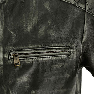 Veste en cuir véritable pour homme, style motard vintage, effet vieilli, marron, café racer, veste bomber en cuir faite à la main pour homme - Product Image 5