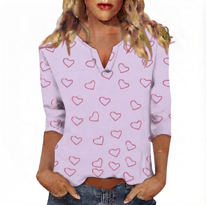Camiseta de Mujer con Estampado por Transferencia Térmica, MOQ Bajo, Estilo Casual, Secado Rápido, Cuello en V, Manga Corta, Tejido de Punto de 200g, Personalizable - Product Image 1