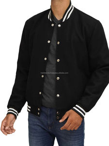 Veste universitaire Letterman en laine noire style baseball pour hommes avec broderie en chenille personnalisée - Product Image 2