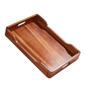 Plateaux de service en bois avec poignées faciles à transporter, élégants et idéaux pour les restaurants et les maisons. - Product Image 4