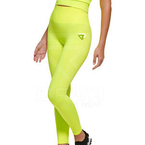 Mallas suaves de cintura alta lisas personalizadas coloridas de alta calidad para correr, ciclismo, Yoga, mallas personalizadas para mujeres y niñas - Product Image 3