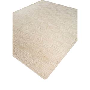 พรมขนสัตว์ถักมือสีเบจและสีน้ำตาลลายเรขาคณิต พรมปูพื้นห้องนั่งเล่นทรงสี่เหลี่ยมผืนผ้า พรมปูพื้นบ้านแบบจู๊ต ลายพัซเซิล - Product Image 2