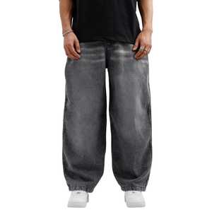 กางเกงยีนส์ขายาวตรงขากว้างสำหรับผู้ชายกางเกงยีนส์ซักโคลนสำหรับผู้ชายแนววินเทจแบบสั่งทำ - Product Image 5