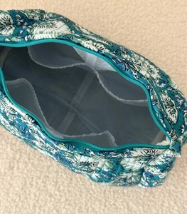 Turquoise Eco-Friendly Cotton Large <b>Zipper</b> Case for Makeup <b>Storage</b> - Product Image 3