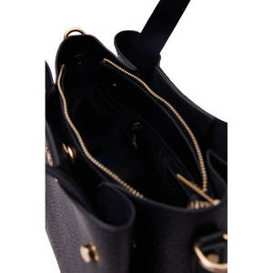 Sac à main en cuir de vache noir grainé - Product Image 4