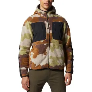 Venta al por mayor personalizada Polar felpa Zip Up chaqueta espesar bordado más tamaño de los hombres Unisex invierno Sherpa chaqueta de lana
