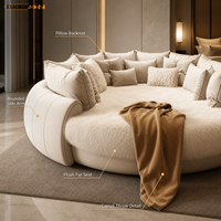 Canapé-lit rond rembourré de luxe moderne et écologique avec oreillers, lit de repos blanc pour chambre d'hôtel et salon