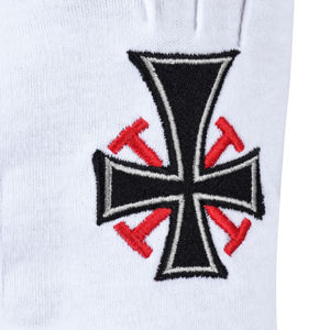 100% White Cotton Masonic Gloves Church Custom Logo Freemasons Regalia White Cotton Hand Gloves - Product Image 2
