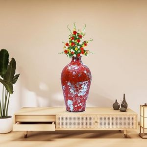 <b>Red</b> Modern Antique Gold Coated Stainless Steel Iron Flower <b>Vase</b> Elegant Outdoor Home Garden Decor Party Wedding Events - Product Image 1