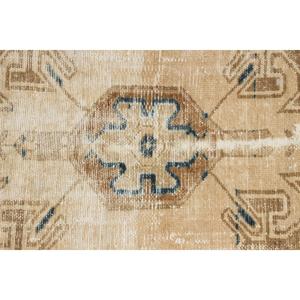 Alfombra Turca Vintage de 3.2x8.2 pies, Alfombra de Pasillo, Alfombra de Lana con Estampado Animal Marrón y Azul - Product Image 5