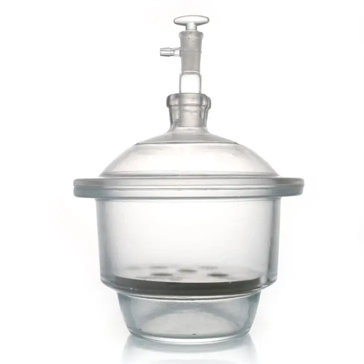 Laboratory Clear Boro3.3 Glass Brown Vacuum Desiccator with Ground in Stopcock and Porcelain Plate