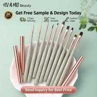 Pinceau à ongles ovale en bois vert de qualité supérieure, style japonais, 10 pièces, poils en nylon haute densité, pour la manucure au gel