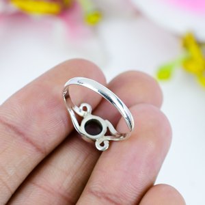 Natural Garnet Gemstone <b>Ring</b> 925 Sterling Silver | Handmade Round Garnet Swirl Design <b>Ring</b> For <b>Women</b> Wholesale - Product Image 2