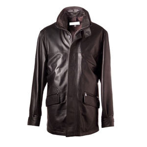 แจ็คเก็ตหนังผู้ชายคุณภาพสูง สไตล์สตรีทแวร์สำหรับฤดูหนาว คอตั้ง ย้อมสีเรียบ กันน้ำ แบบ Letterman สไตล์มหาวิทยาลัย - Product Image 4