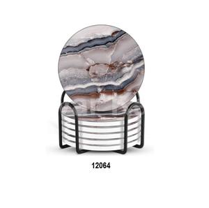 Posavasos para bebidas Juego de posavasos de piedra natural absorbente con posavasos de soporte para decoración de mesa de café - Product Image 5