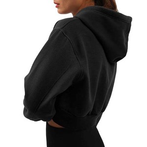 Premium Women Hooded <b>Crop</b> <b>Top</b> Fleece Hoodie-Comfortable Soft Fabric Breathable Eco-Friendly Customizable Street Fashion - Product Image 3