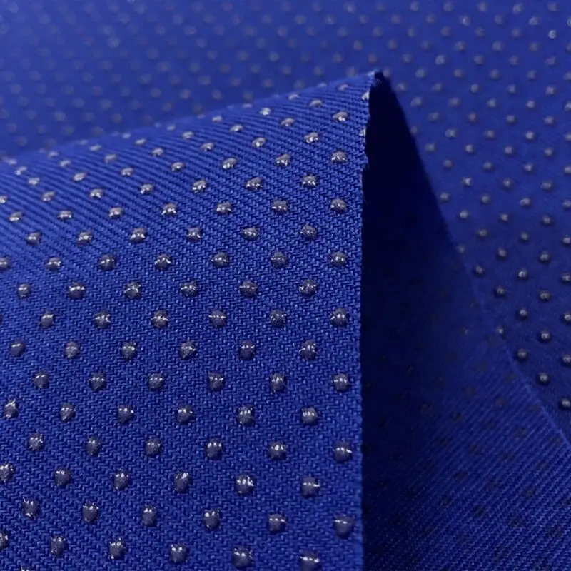 Hete Verkoop Goede Kwaliteit Polyester Siliconen Dots Drop Plastic Antislip Stof Voor Schoenen Matras