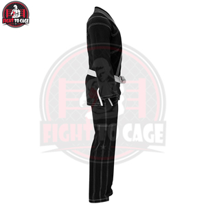 Black White BJJ Kimono Unisex Martial Arts Wear Stretch Breathable Lightweight Polyester Cotton Fabric Martial Arts Belt New - Product Image 3