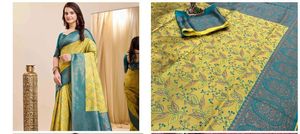 Saree 3 pièces traditionnel indien pakistanais pour femme Prêt-à-porter Plazzo Summer Wedding Party Wear - Product Image 2