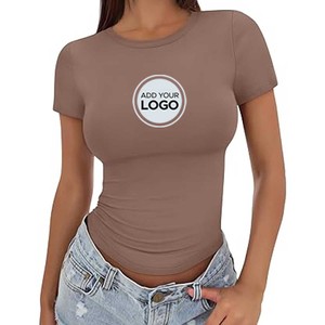 เสื้อยืดคอกลมคอกลมสำหรับผู้หญิงทรงเข้ารูปแบบคลาสสิก - Product Image 4