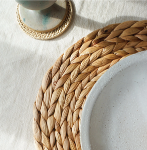 Wholesale Custom Square <b>Rattan</b> Handmade Wicker Service Eco-friendly Hyacinth Seagrass Woven Water Hyacinth <b>Placemat</b> - Product Image 2