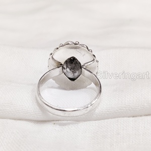Bijoux en pierre brute bague pour femme diamant Herkimer brut naturel pierre précieuse pierre de naissance bague bohème fête bague en argent Sterling 925 - Product Image 5