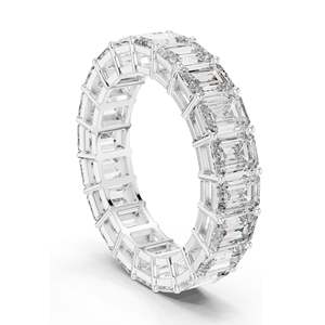 Bague éternelle en diamant de laboratoire taille émeraude 6,00 carats pour femme, clarté VVS-VS EF, or 18 carats, 14 carats, 10 carats et argent 925, rose - Product Image 5