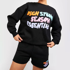 Conjunto de dos piezas de estilo callejero para hombre impreso de fabricante personalizado sólido transpirable Puff impreso camisa pantalones cortos de talla grande para - Product Image 3