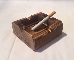 Classic Style Wooden <b>Ashtray</b> | Hand Polished Solid Natural Wood Smoking Ash Tray | Reusable Cigarette <b>Ashtray</b> for Home, - Product Image 1