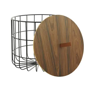 Premium Golden Wire <b>Metal</b> Basket with Wooden Handle Handmade Artwork Luxury Multi-Purpose Organizer Foldable Dishwasher Safe - Product Image 2