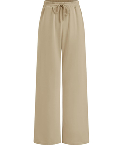 Tendance femmes taille haute jambe large pantalons de survêtement décontracté coupe ample pantalons de salon avec cordon de serrage doux polaire tissu pantalons de survêtement - Product Image 5