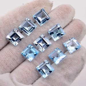 พลอยโทแพซสีฟ้าธรรมชาติคุณภาพ AAA ทรงเหลี่ยมเจียระไน 8x8 มม. สำหรับทำเครื่องประดับ ขายส่ง - Product Image 5