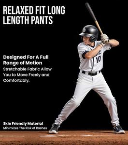 Pantalones de béisbol de longitud completa para jóvenes y adultos con rayas Ajuste relajado Ropa deportiva de fondo abierto Transpirable-para deportes y ejercicio - Product Image 4