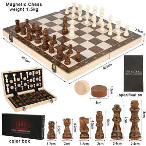 Set di scacchi magnetico 2 in 1 e gioco <span class=keywords><strong>da</strong></span> tavolo a <span class=keywords><strong>dama</strong></span> 15 "<span class=keywords><strong>scacchiera</strong></span> pieghevole in legno con 2 regine Extra Set di scacchi <span class=keywords><strong>da</strong></span> viaggio portatile - Product Image 5