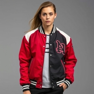 Chaqueta Universitaria de Béisbol: Nuevo Estilo, Cuerpo de Lana, Mangas de Cuero, Logotipo Personalizado, Botones a Presión, Acolchado Grueso y Cálido - Product Image 3