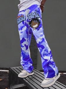 High Quality Men's Baggy Wide Leg <b>Drawstring</b> <b>Trousers</b> Men Joggers Custom Cargo Oversized Stacked High Waist Pants Men Sweatpants - Product Image 5