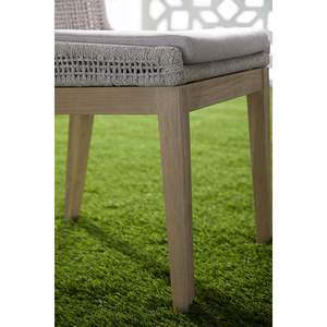 Nicole chaise de salle à manger moderne en bois de teck massif corde blanche tissée utilisation intérieure et extérieure finition blanche naturelle pour hôtels appartements villas - Product Image 6
