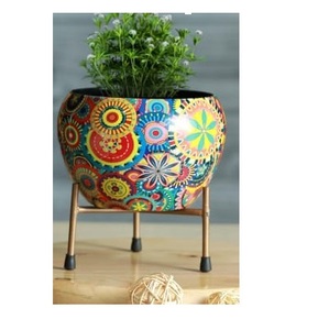 Pot de fleurs en métal pour la décoration de jardin ou de maison, nouveau design, finition émaillée, pots de fleurs uniques - Product Image 1