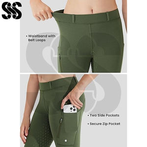 Pantalons d'équitation pour femmes, taille haute, tissu extensible en polyester/spandex, confortables et durables, pantalons d'équitation - Product Image 5