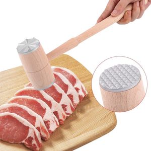 <b>Meat</b> <b>Tenderizer</b> Wooden Dual-Sided <b>Meat</b> Mallet Kitchen Tool with Aluminum Alloy Heads for Tenderizing Flattening Pounding Pork - Product Image 5